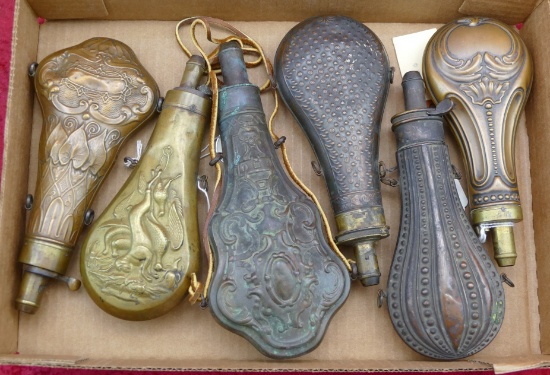 Lot of 6 smaller Vintage Powder Flasks