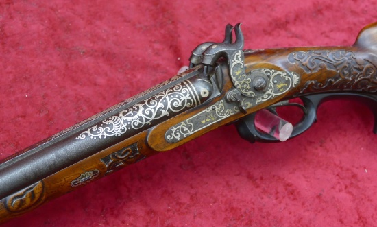 Fancy Silver & Gold Inlaid Dbl Bbl Perc. Shotgun