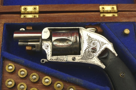 Cased Antique Folding Trigger Cartridge Revolver