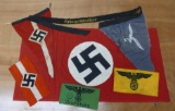 Grouping of WWII Nazi Flags & Armbands