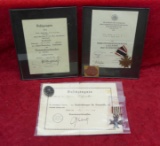 3 WWII Nazi Medals & Documents