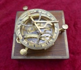Brass Compass & Wood Case