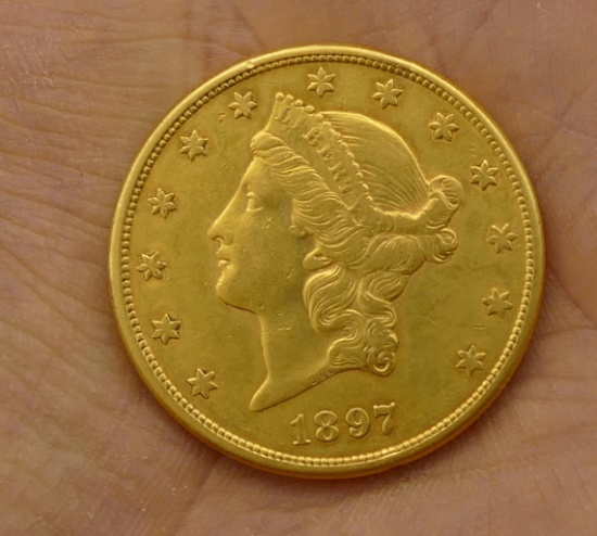 1897-S Barber Head $20 Gold Coin