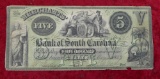 Bank of South Carolina $5 Note