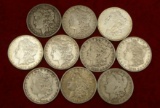 10 Assorted 1880 & 1890's Morgan Silver Dollars