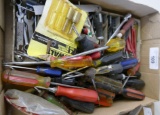 Box of Misc Screw Drivers, Glass Cutters, Awls