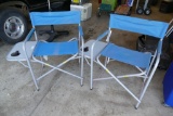 Two Foldable Director Chairs w/Side Tables
