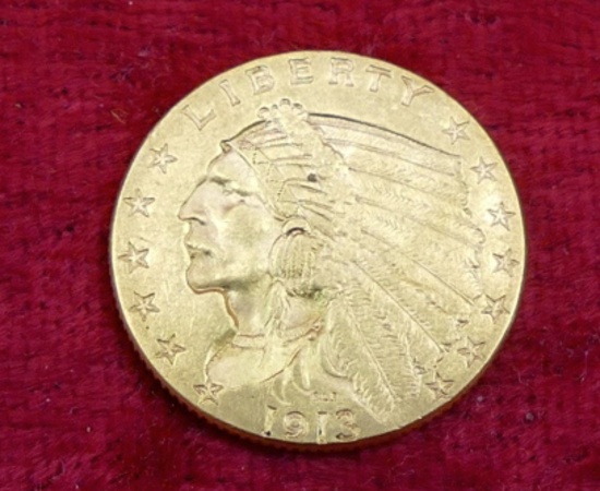 1913 US $2 1/2 Gold Coin