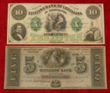 2 Bank of Louisiana Pre Civil War Notes