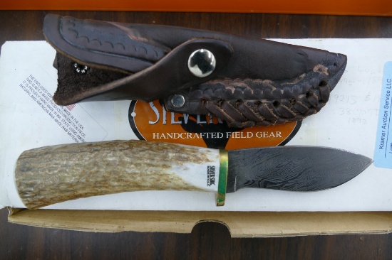 Silver Stag Damascus Blade Knife