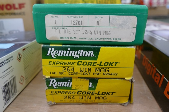 40 rds 264 WIN Mag & 264 Reloading Die Lot