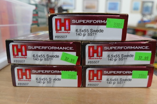 100 rds Hornady 6.5x55 Swede Ammo