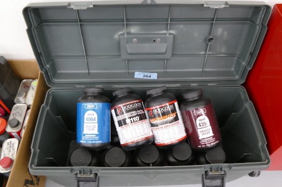 Plastic Tote 14 assorted 1lb Reloading Powder