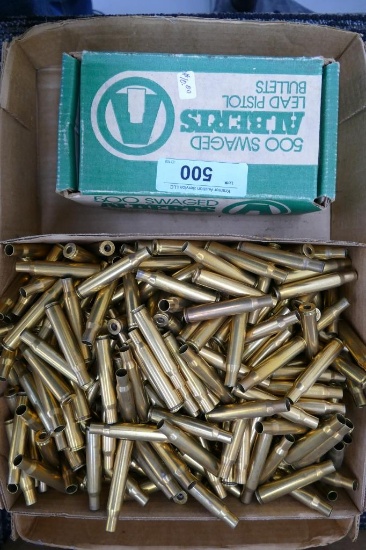 Large lot of 30-06 Brass & 45 cal Bullets