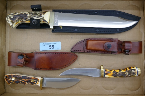 3 new Uncle Henry Stag Handle Knives