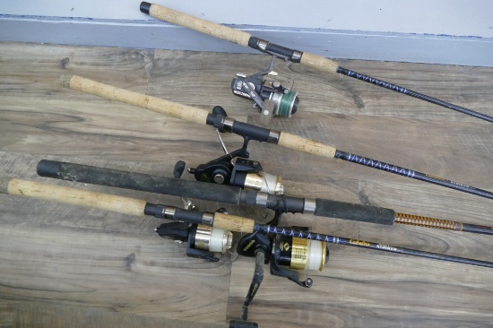4 Large Fish Rods & Reels