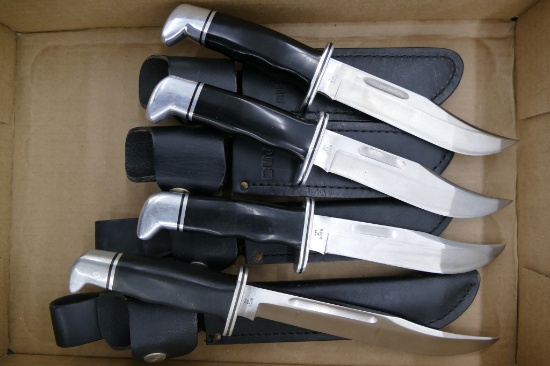 Lot of 4 Fixed Blade Buck Hunting Knives