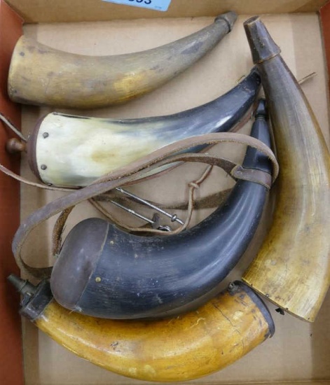 Box lot of Powder Horns
