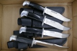 Lot of 4 Fixed Blade Buck Hunting Knives
