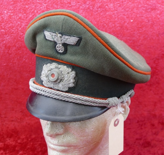 WWII Nazi Artillery Officers Visor Hat