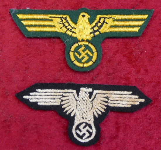 Pair WWII German Eagle & Swastika Uniform Patches