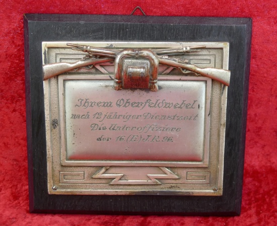 German WWI Silver Service Plaque