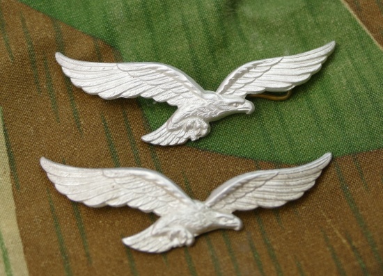 Pair of Aluminum WWII Luftwaffe Eagle Uniform Pins