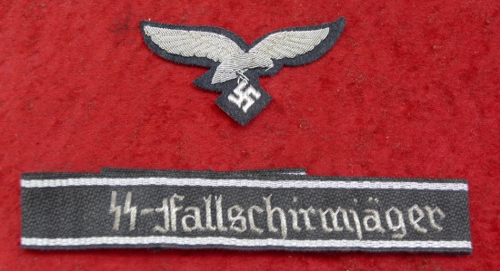 German SS Paratrooper Cuff Title & Eagle Boullion