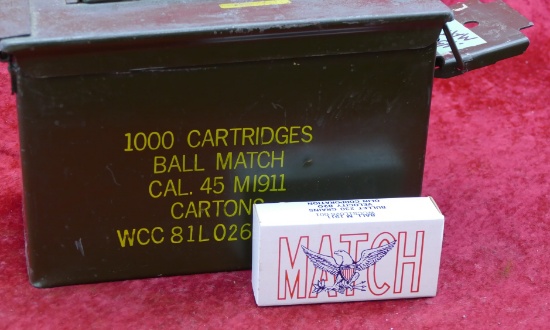 1,000 round case of 45 ACP Match Ammo in can