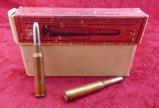 Early 2 Piece Box of Remington 7mm Mauser Ammo