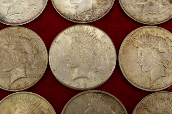 20 Mixed Peace Silver Dollars (A)