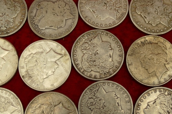 Lot of 20 Morgan & Peace Silver Dollars (H)