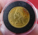 1905 US $5 Gold Coin (RD60)