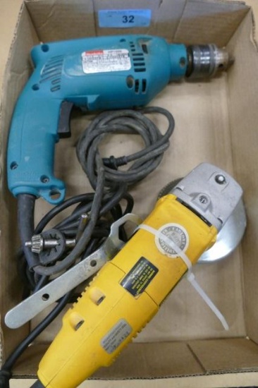 DeWalt 4.5" Angle Grinder & Makita HP1500 Drill