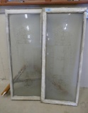 Pair of Antique Etched Transim Windows