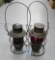 Pair of Red Globe C & N. W. Railroad Lanterns