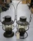 Pair of Embossed Santa Fe & C & N. W. RR Lanterns
