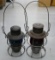 Pair of Embossed Blue & Red Globe RR Lanterns