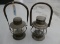 Pair of Wooden Handle Railway Lanterns