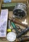 Box of Game Calls & Large Salt Water Fish Reel