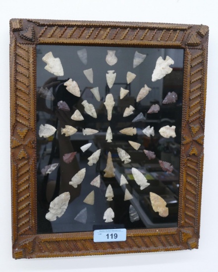 Nice Framed Display of Sauk Co Arrowheads