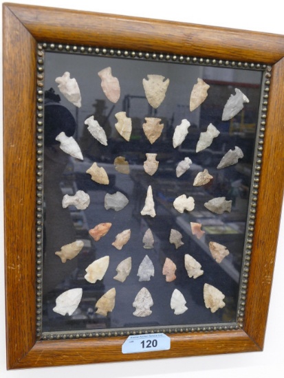 Nice Framed Collection of Sauk Co Arrowheads