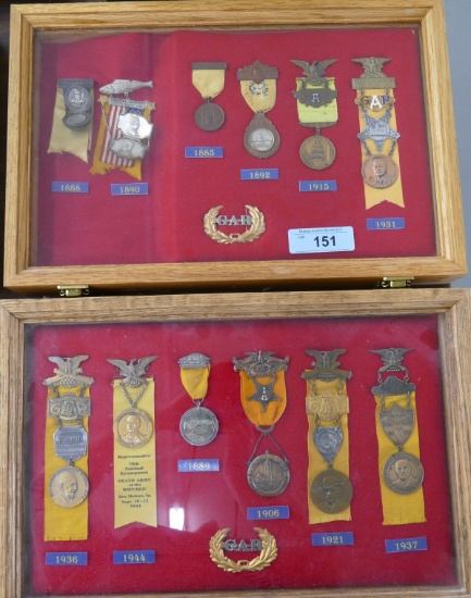 2 Framed Displays of GAR Medals