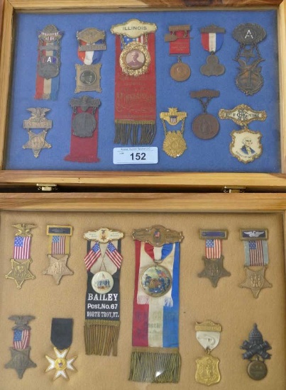 2 Framed Displays of GAR Medals