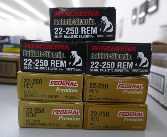 140 rds Mixed Federal & Winchester 22-250 Ammo