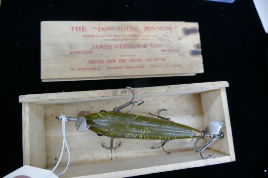 Original Heddon 5 Hook Weighted Minnow in case