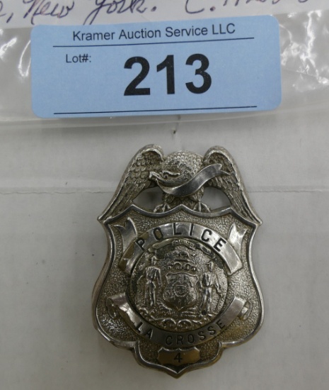 LaCrosse WI Police Badge circa 1920-30's