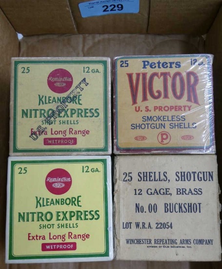 4 boxes Vintage Military Marked or Buck Shot Ammo
