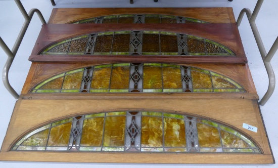 Lot of 4 leaded Stained Glass Boxcar Windows