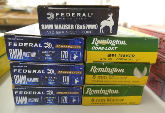 140 rds Federal & Remington 8mm Mauser Ammo